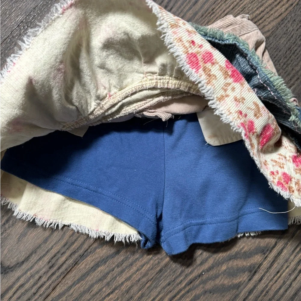Vintage Girls Denim, Corduroy, and Floral Tiered Skort Size 5